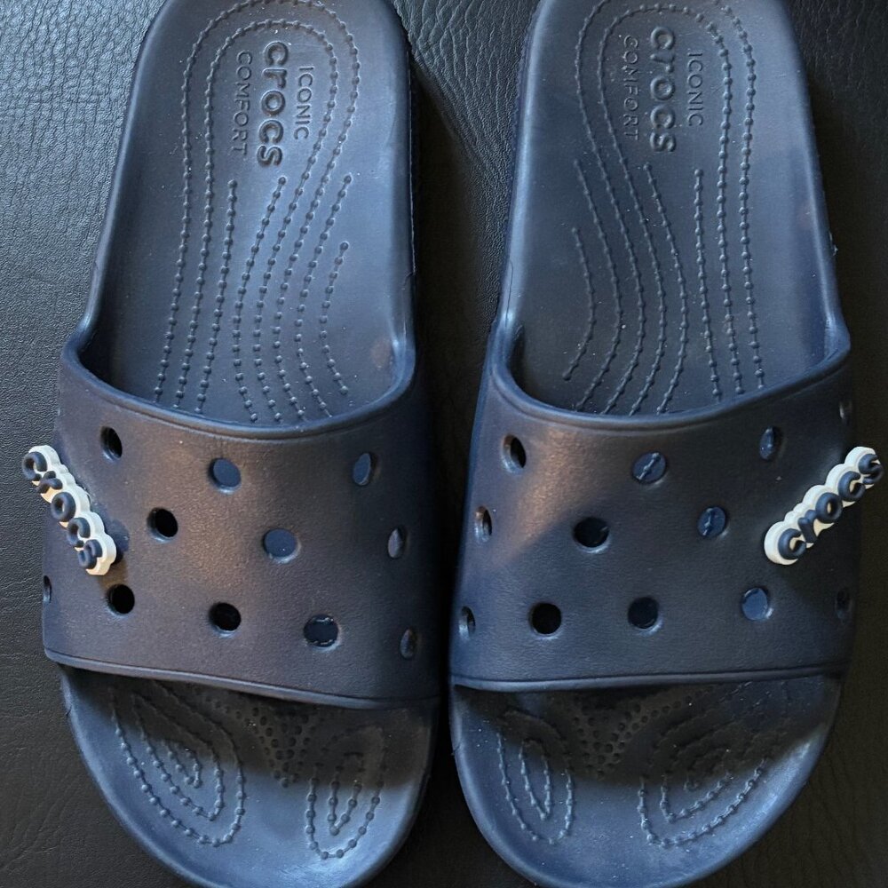 Crocs Classic Iconic Comfort Slide Sandals Navy Womens 9 Men’s 7